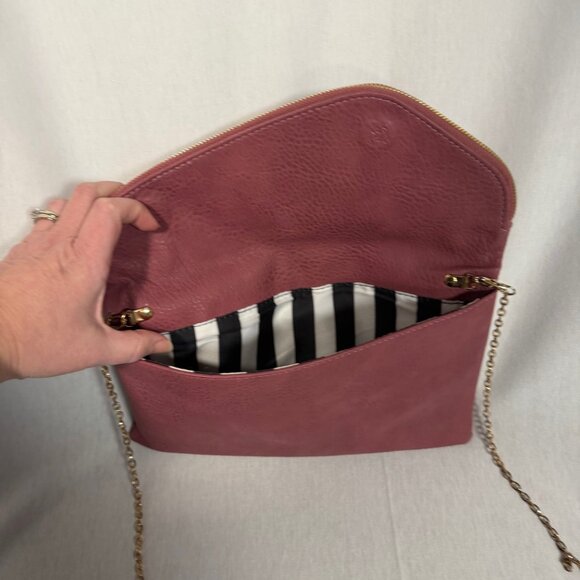 Mauve Crossbody Purse Convertible Clutch Detachable Strap Minimal Bag - Picture 4 of 8